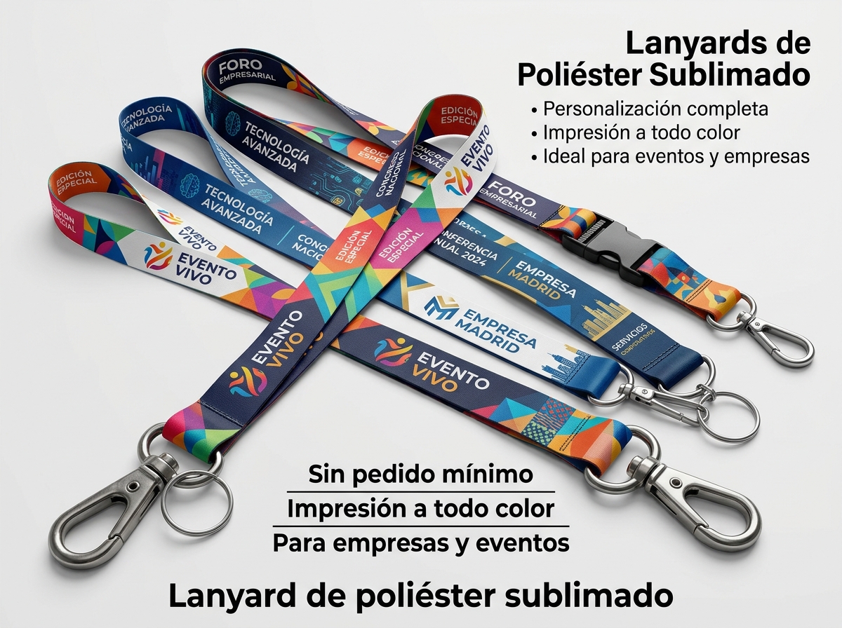 Lanyards sublimados de poliéster personalizados con bajo pedido mínimo